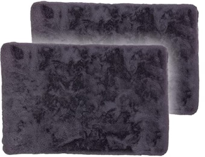 Zachte badmat 60x90 cm set van 2 - antraciet - afwasbaar en antislip