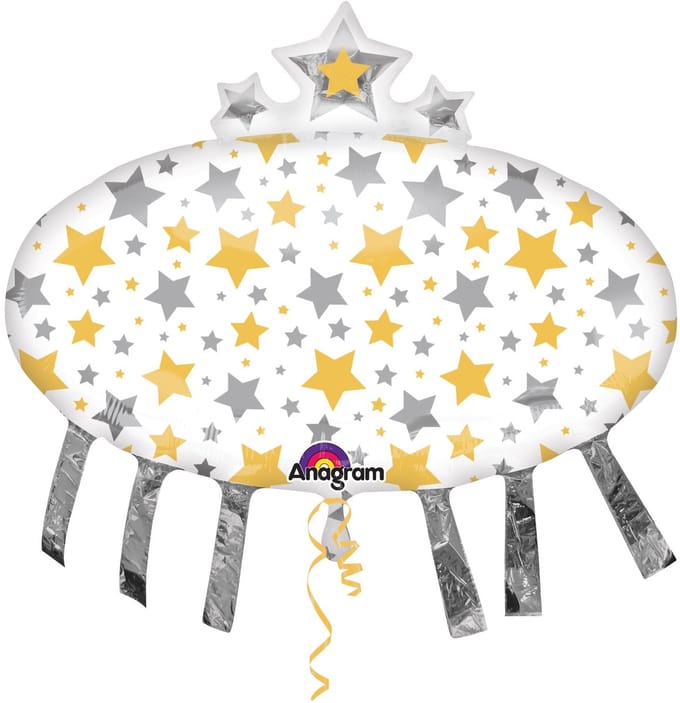 Folieballon ster regen zilver-goud XL