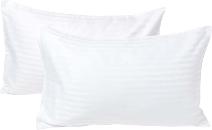 Homescapes Kinder Kussensloop 40x60 cm – Set van 2 – Wit – Satijnstreep 100% Egyptisch Katoen – OEKO-TEX®