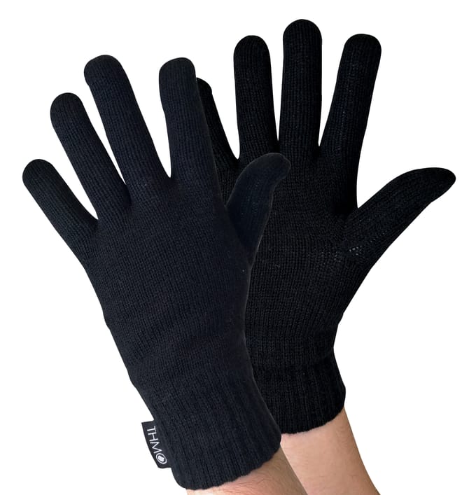 THMO - Dunsulate gebreide muts en handschoenenset voor heren - Zwart