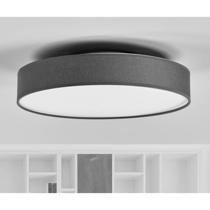 Lindby LED plafondlamp Saira, Ø 40 cm, grijs, textiel
