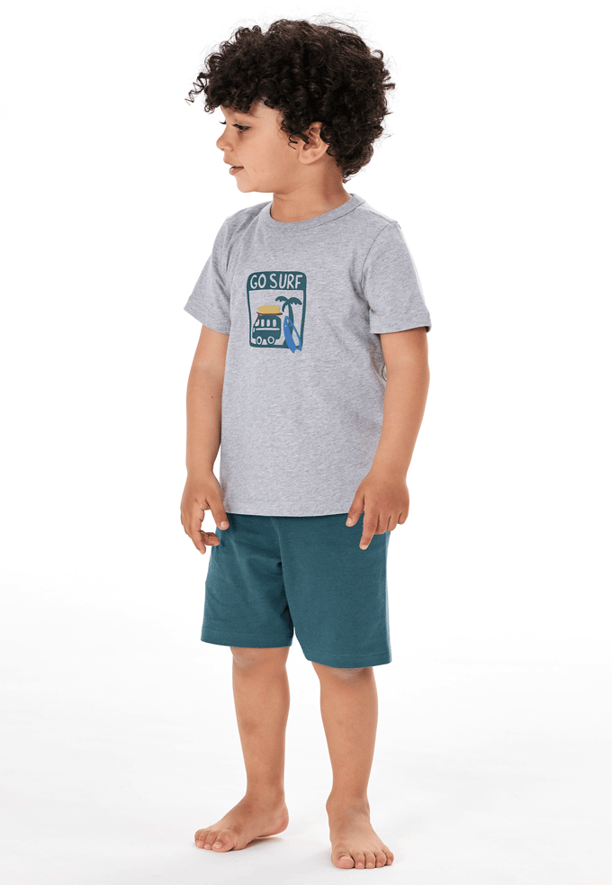 Korte pyjama, grijs gemêleerd - Kids Nightwear 98