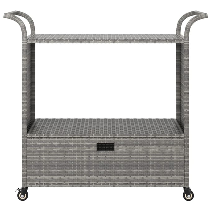vidaXL - Serveerwagen - met - lade - 100x45x97 - cm - poly - rattan - grijs