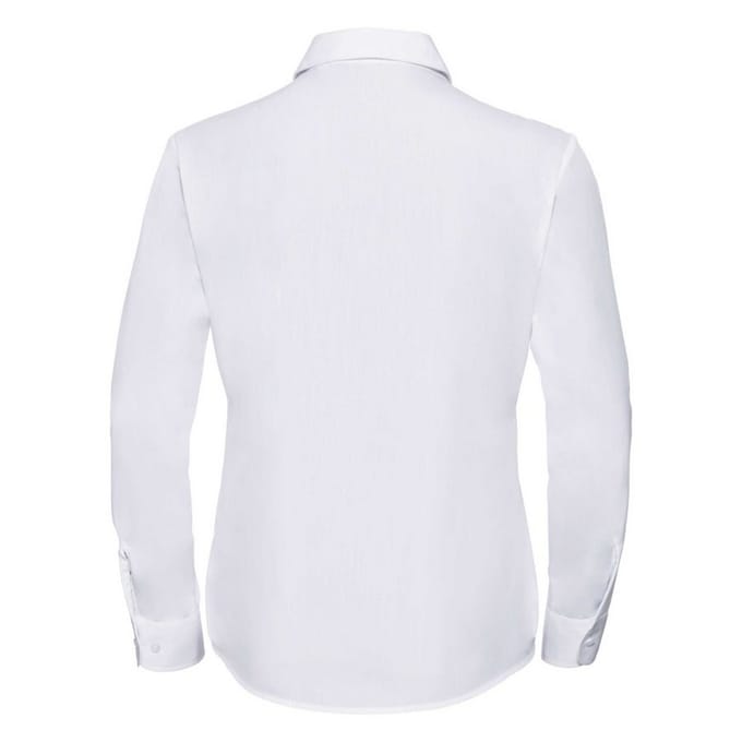 Russell Collection Dames/Dames Poplin Easy-Care Formeel Overhemd Met Lange Mouwen (Wit)