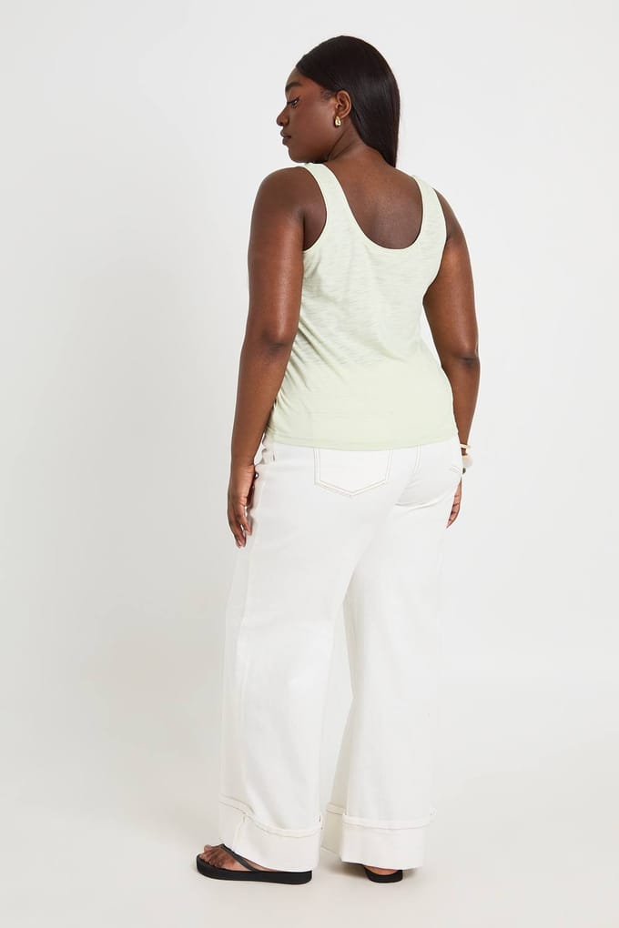 boohoo Dames Plus Scoop Hals Doorschijnend Vest Top | Light Khaki | Maat: 26