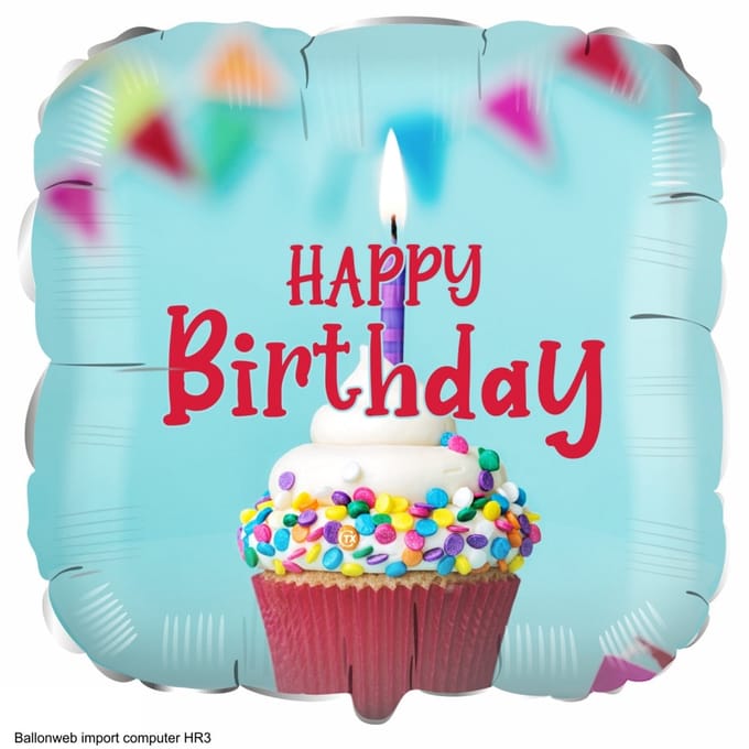 verjaardag cupcake folieballon 17" 30x30cm