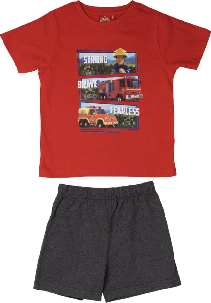 Brandweerman Sam Pyjama / Shortama - Rood / Grijs - Katoen - maat 110/116