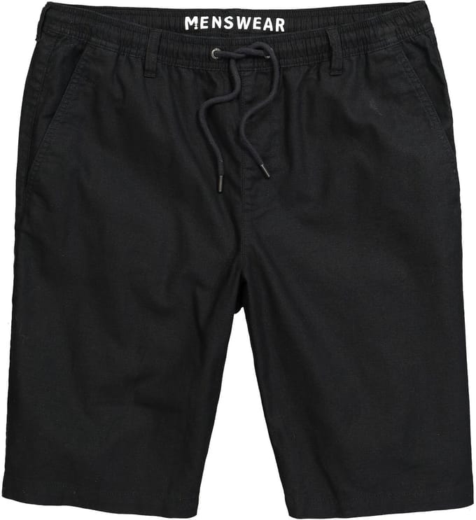 Men Plus - Heren - bermuda van linnenmix Relaxed Fit elastische tailleband - Zwart - Maat 3XL