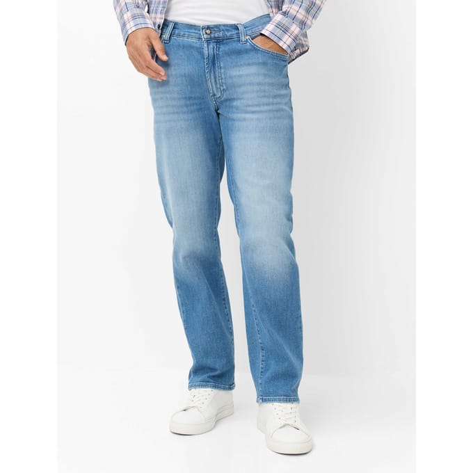 Brax Heren Jeans  Style CLINT BROKEN SPIRIT USED, denim lichtblauw, maat 40/34