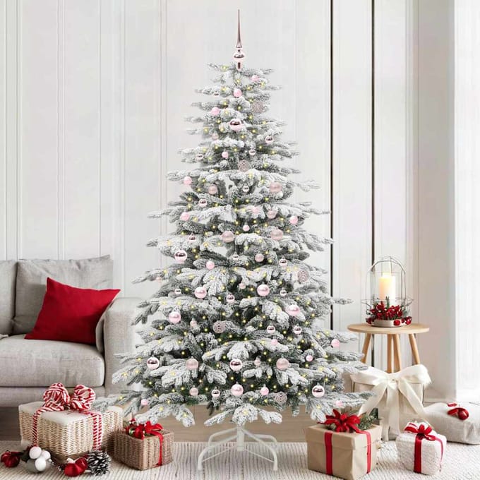 vidaXL - Kunstmatige - Hinged - Kerstboom - Wit - 210 - cm - PE - en - PVC