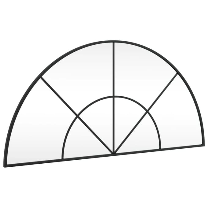 Vidaxl Wandspiegel, Zwart, 100X50 Cm, Met Boogvormige Afwerking, IJzer