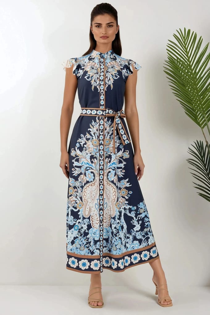 Bloemige Tippet Maxi Jurk