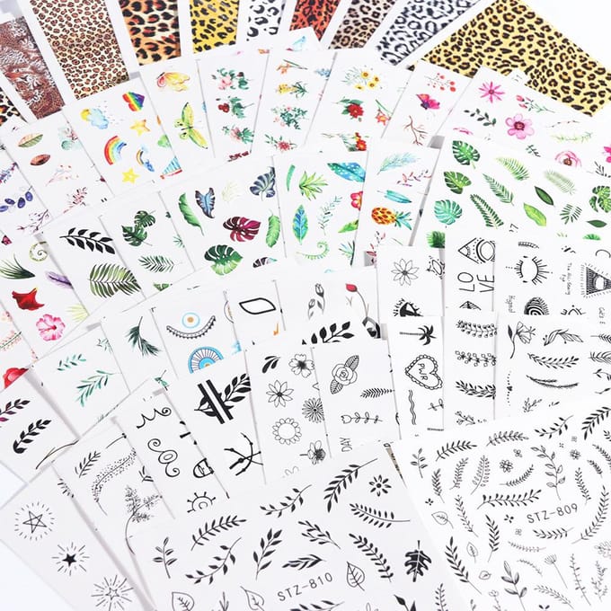 48 vellen nagelkunststickers wateroverdracht nagelsticker nagelstickers nagelkunstdecoratie manicure 68 Sheets gray