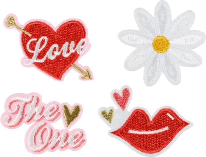 PartyDeco - Iron On patches Love 4 stuks