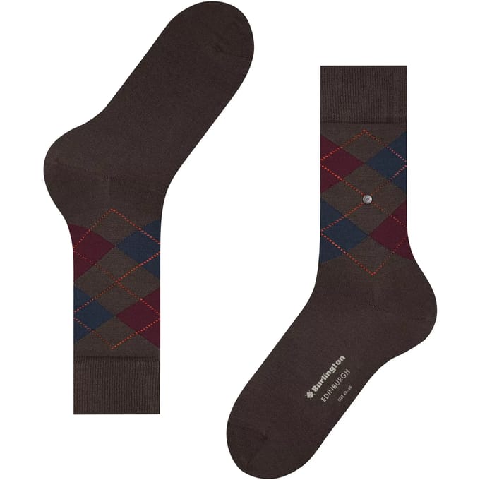 Burlington Edinburgh gedessineerd wol sokken heren bruin - maat 46-50