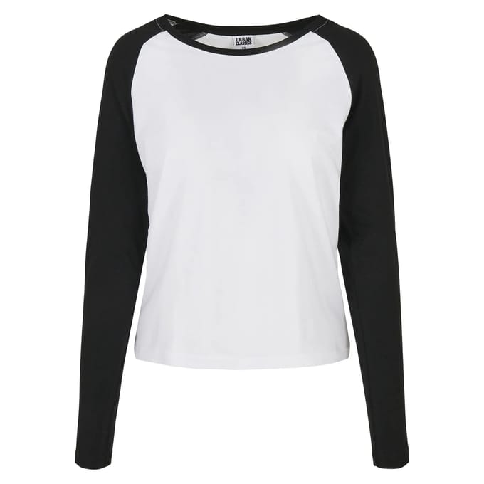 Urban Classics - Contrast Raglan Longsleeve top - XL - Wit/Zwart