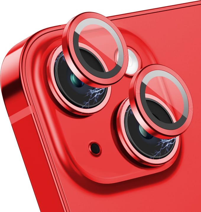Camera Lens Screen Protector geschikt voor iPhone 14 / iPhone 14 Plus Camera Lens Screen Protector - Screenprotector - Rood - Aluminium - Camera Protector geschikt voor iPhone 14 / iPhone 14 Plus - Gehard Glas