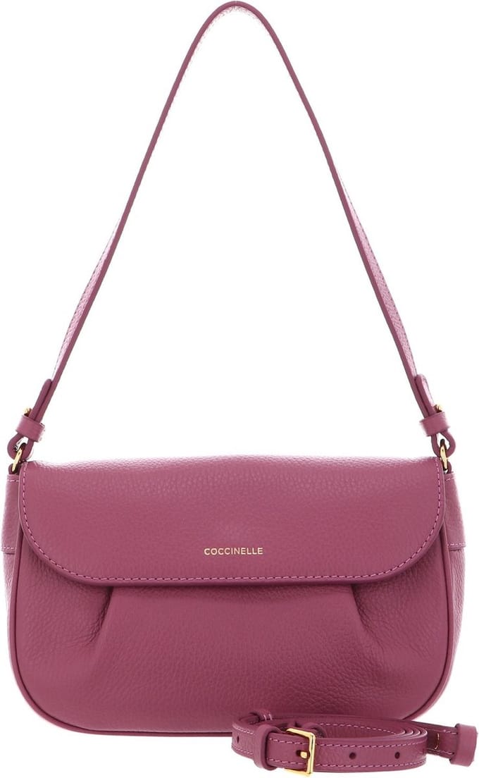 COCCINELLE Leren Schoudertas Coccinelle Buff Mini Bag Grained Leather Pulp Pink Paars