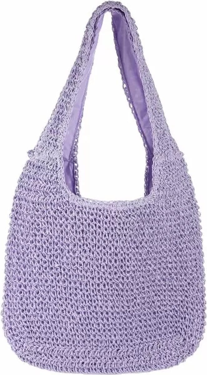 Schoudertas Dames Rotan Beach - Paars/Zilverkleurig
