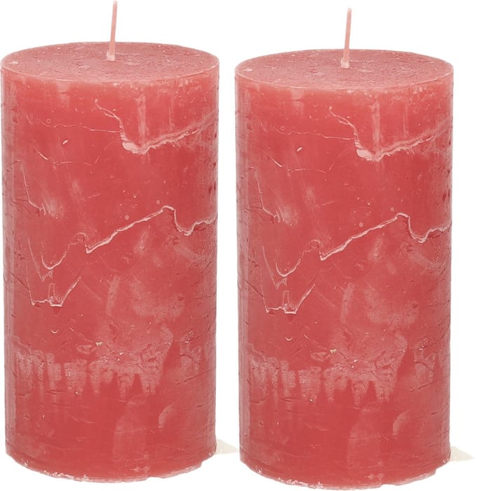 Atmosphera Stompkaars/cilinderkaars - 2x - rood - 7 x 13 cm - rustiek model