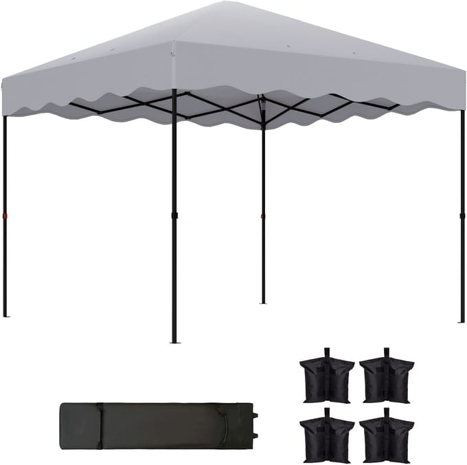 Outsunny Pavillon Metall, Polyester Hellgrau