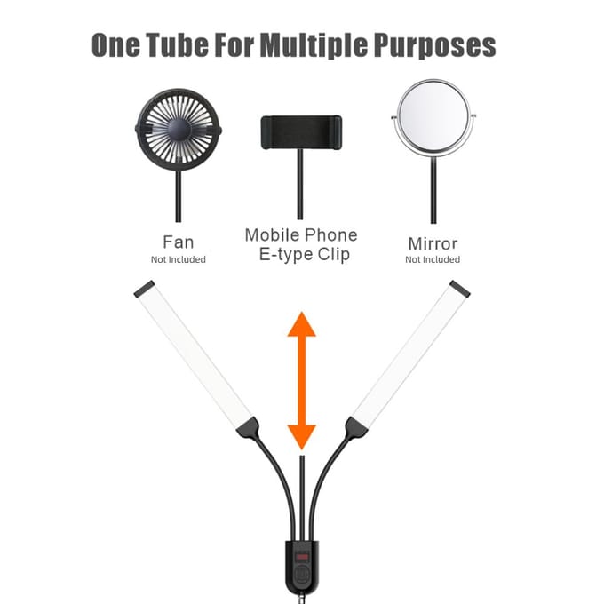 Flexibel 2-armig LED Videolicht Fotografie Invullicht 3000K/4000K/6000K Tweekleurig Dimbaar Timer US Plug gray
