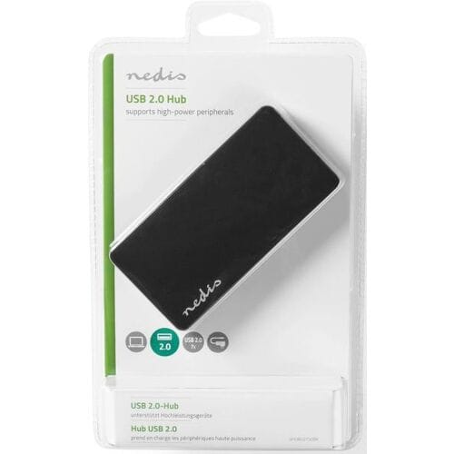 Nedis USB-Hub - USB-A Male - USB-A Female - 7-Poorts poort(en) - USB 2.0 - Netvoeding / USB Gevoed - 7x USB