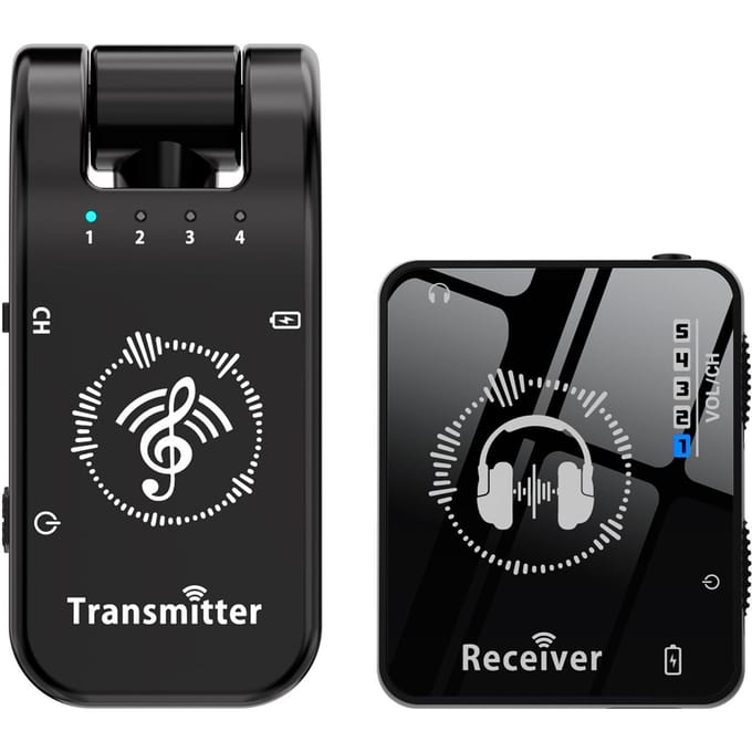 2.4G Draadloos In-Ear Monitorsysteem 282 graden Draaibare Zender Draagbare Ontvanger met Kraagclip zwart