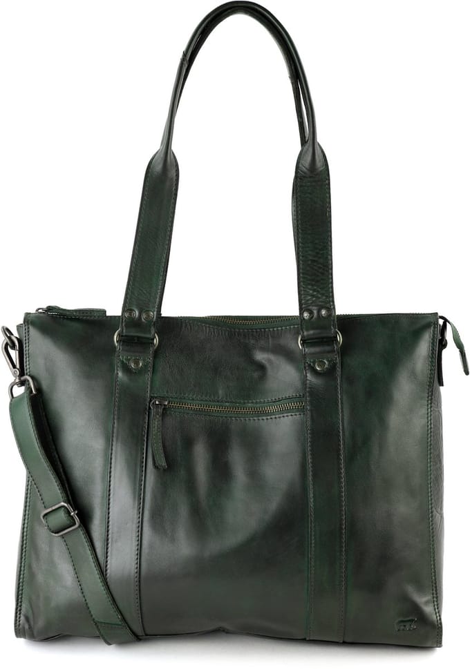 Bear Design Mea Dames & Heren laptoptas - 15.6 inch - Werktas A4 - Leer - Groen