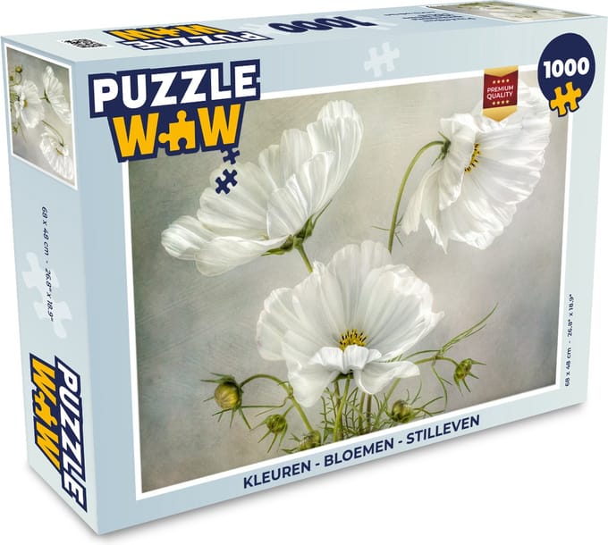 Puzzel Bloemen - Stilleven - Klaproos - Wit - Botanisch - Legpuzzel - Puzzel 1000 stukjes volwassenen