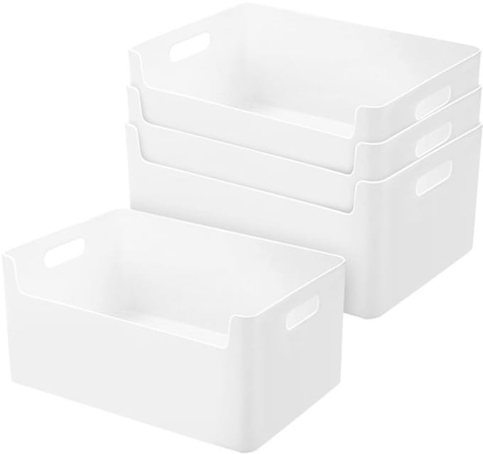 Allecto - Storage Boxes - Opbergmanden - 4 Stuks - Wit - Plastic
