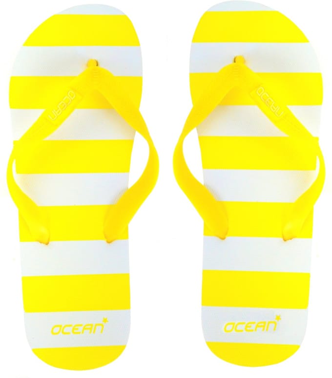 Streep slippers geel - maat 36