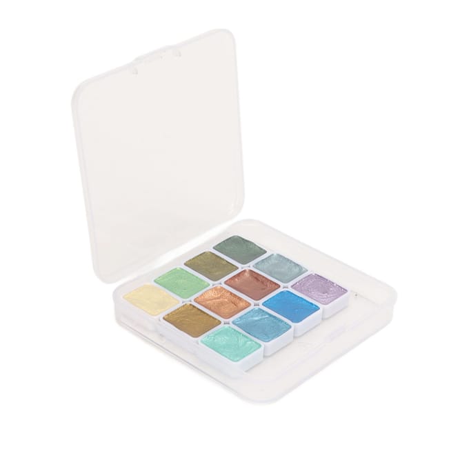 Waterverf Set Draagbaar Eco Vriendelijk Glitters Metallic Solide Waterverf Verf Set voor white