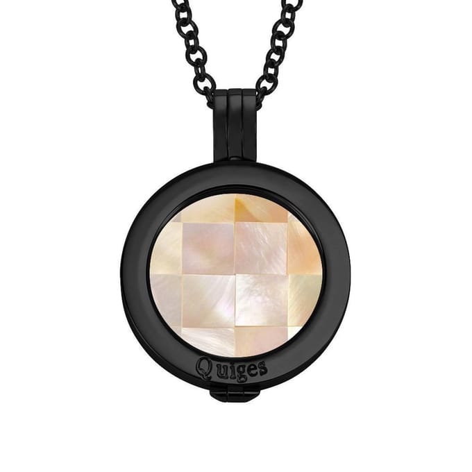 Quiges - RVS 25mm Munthouder Zwart met Ketting en Munt - EPRHZ2377