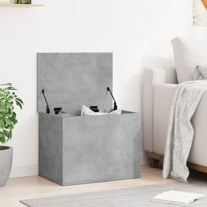 vidaXL - Opbergbox - 60x42x46 - cm - bewerkt - hout - betongrijs