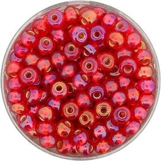 9583-054 Rocailles rood AB zilverkern 4.5mm