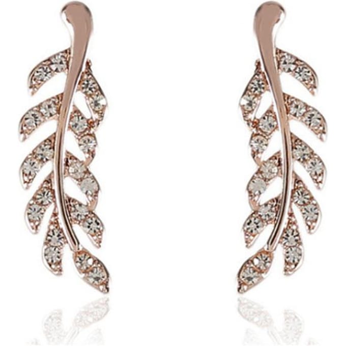 Boucles d'oreilles longues en alliage, clous d'oreilles à tige symétriques en forme de feuille creuse gray