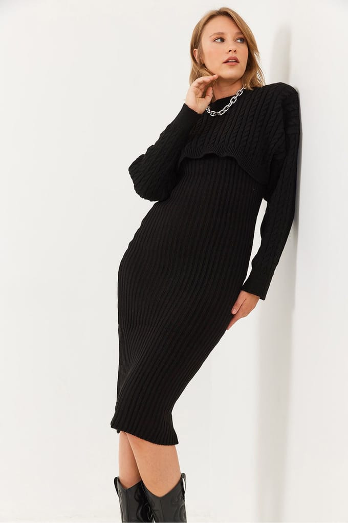 Ribbelgebreid Co-Ord Set met Ronde Hals