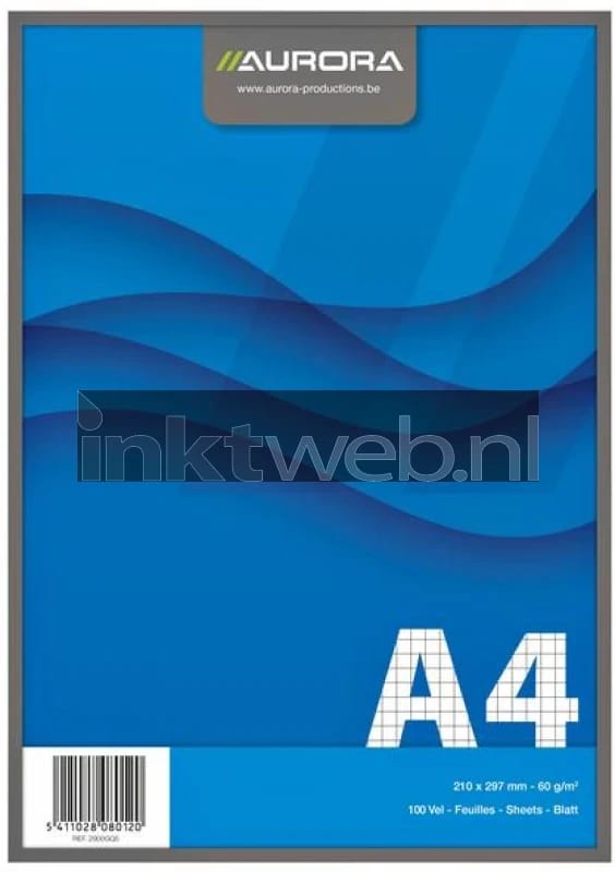 Schrijfblok Aurora A4 ruit 5x5mm 100 vel 60gr blauw