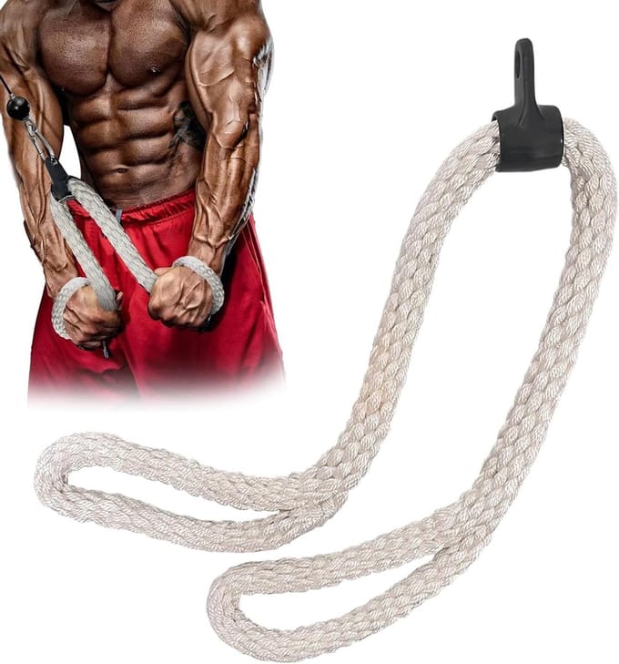 Triceps Touw - Kabel Machine Touw - Bovenlichaam Trainen - Antislip Handvatten - 100 cm - Zwart
