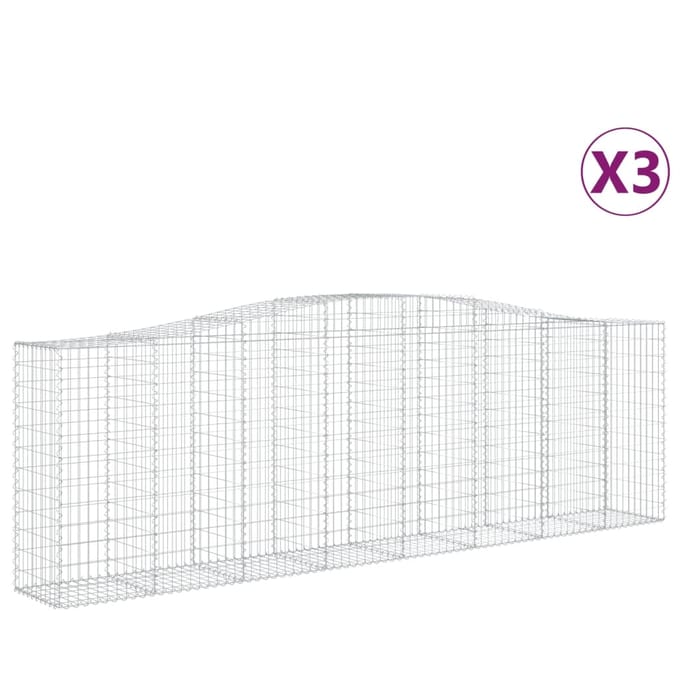 vidaXL - Schanskorven - 3 - st - gewelfd - 400x50x120/140 - cm - ijzer