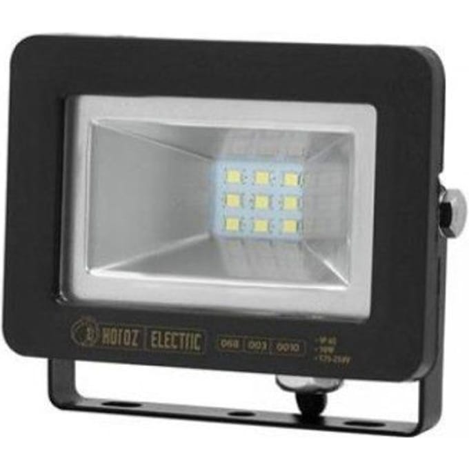 LED Schijnwerper - HOROZ ELECTRIC - 10W - IP65 - 6500K - Extra plat - Aluminium zwart