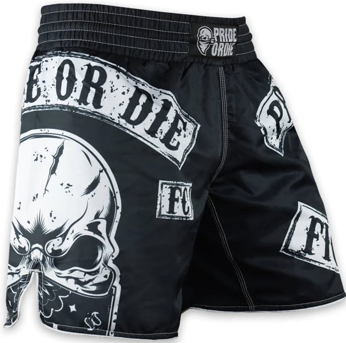 PRIDEorDiE Fightshorts Fight Club Zwart Wit - M