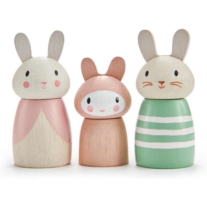 TENDER LEAF Preschool - Popje - Konijnenfamilie - 10X4X7Cm - Hout - 3 Jaar