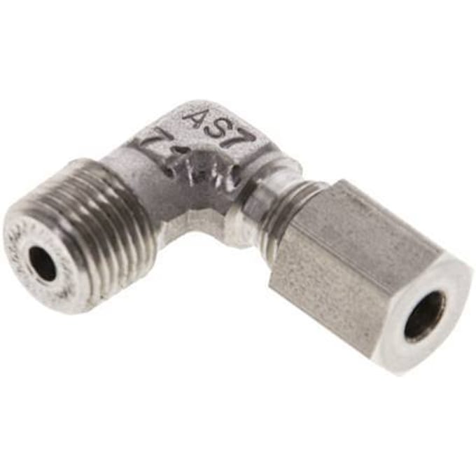 1/8'' NPT Buitendraad x 4LL RVS Elbow 90deg Snijring 100 Bar DIN 2353 - FL2E-MC-ST-018N-04-LL