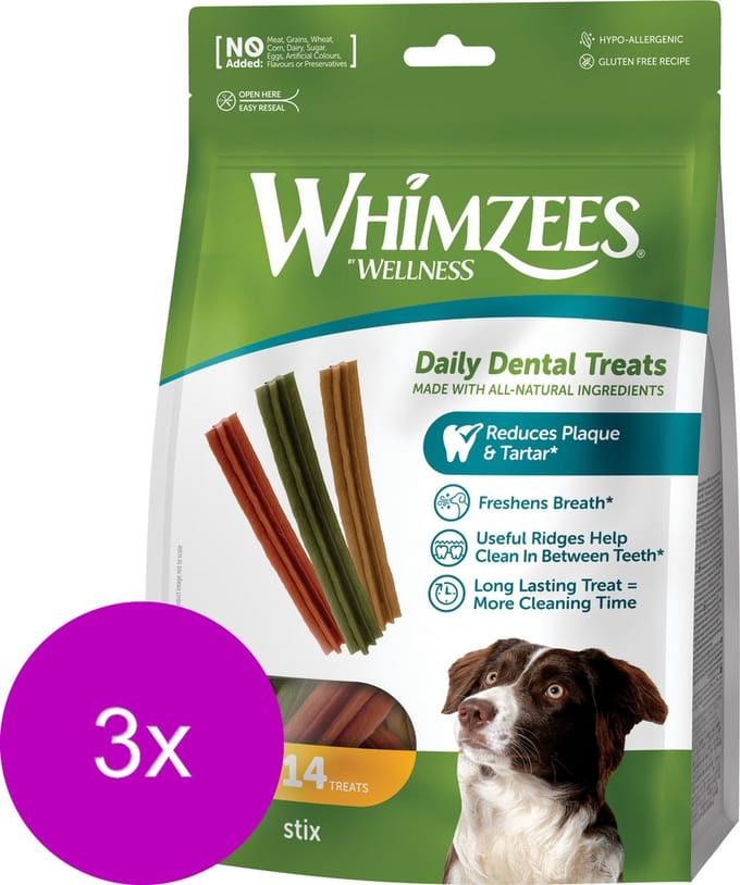 Whimzees Stix - Hondensnacks - 3 x 12+2 stuks M