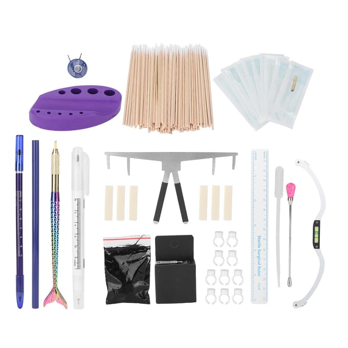 Wenkbrauw Tattoo Tool Set Semi-Permanente Complete Tattoo Oefen Tool Kit voor Beginners Wenkbrauwen beige
