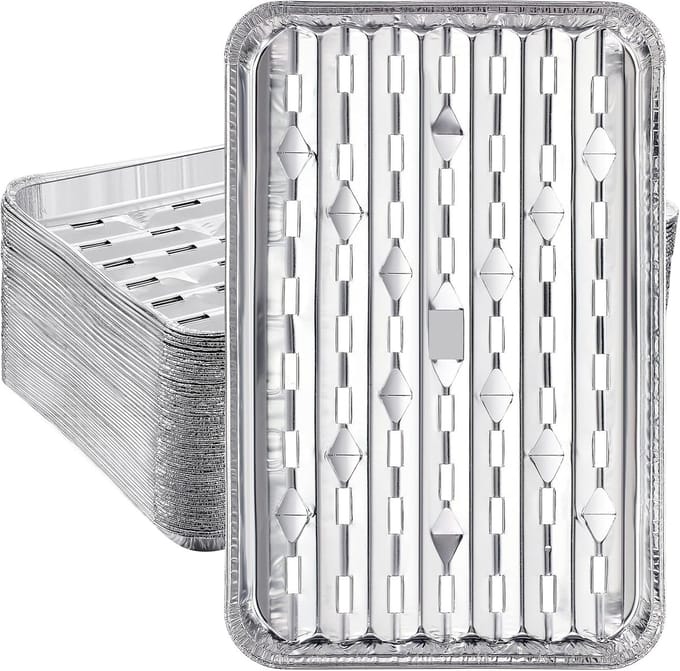 30 stuks aluminium grillbakjes - met gaten - 34 x 22,9 cm