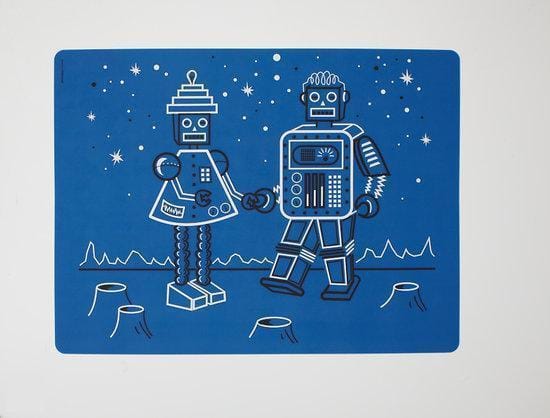 Modern Twist Mark Matz Robot Love Placemat - 40 x 32 cm - Blauw