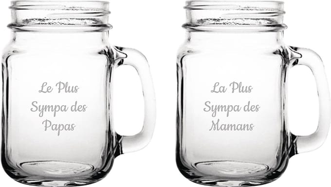 Drinkglas gegraveerd - 45cl - Le Plus Sympa des Papas & La Plus Sympa des Mamans